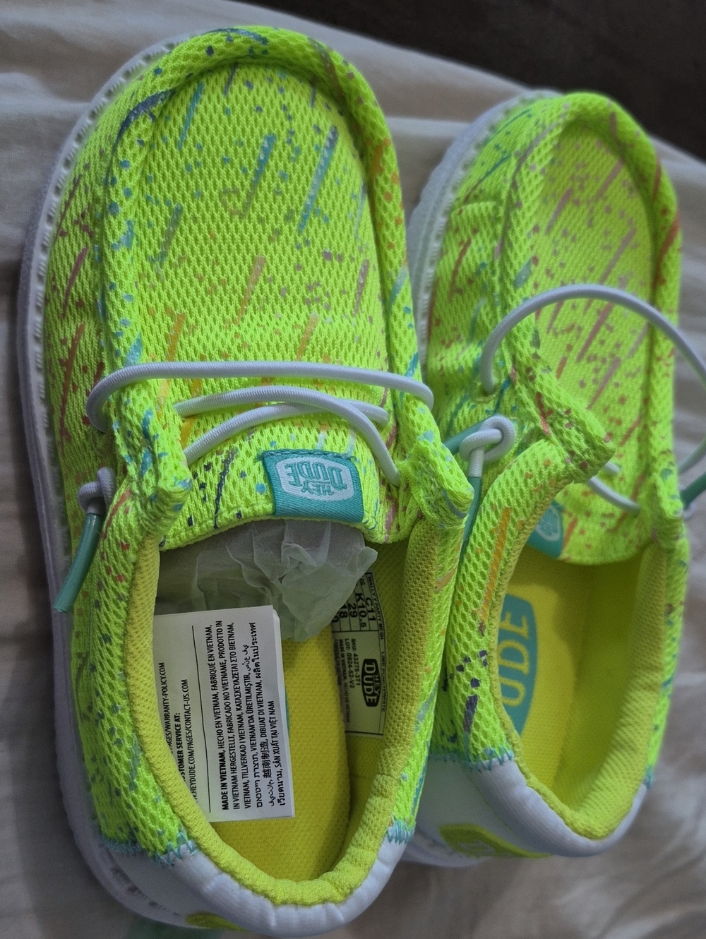 Hey Dude C11 Lime Punch/white Sneakers WALLEY PARTY MESH Highlighter Color